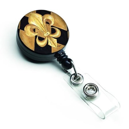 TEACHER'S AID Black & Gold Fleur De Lis New Orleans Retractable Badge Reel TE627060